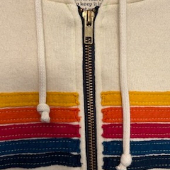 Aviator Nation Cream Hoodie with Rainbow Stripes - Picture 5 of 6